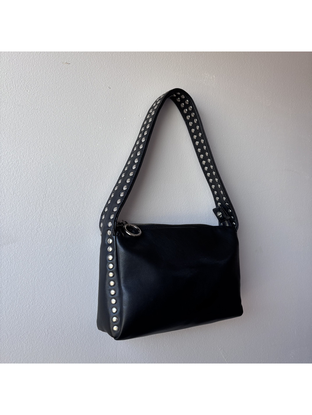 Nine West Black Leather Studded Shoulder Bag